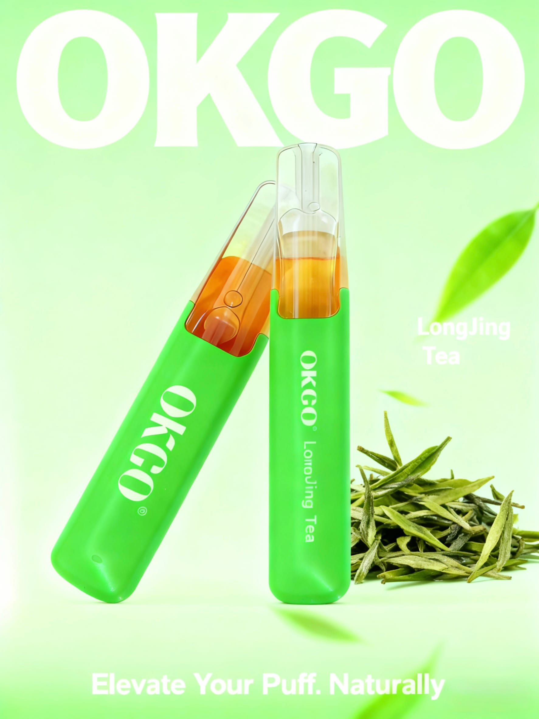 online vapes - OKGO 6500 Puffs Long Jing Tea rechargeable vape 3-pack