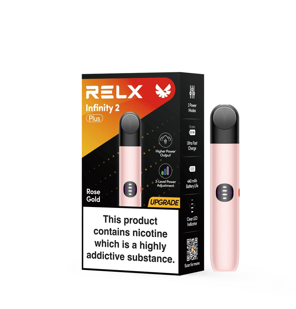vaping health effects - RELX Infinity 2 Plus in rose gold finish